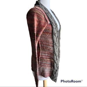 BKE braided collar fall color open front cardigan small